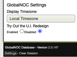 A screenshot of the GlobalNOC database settings UI